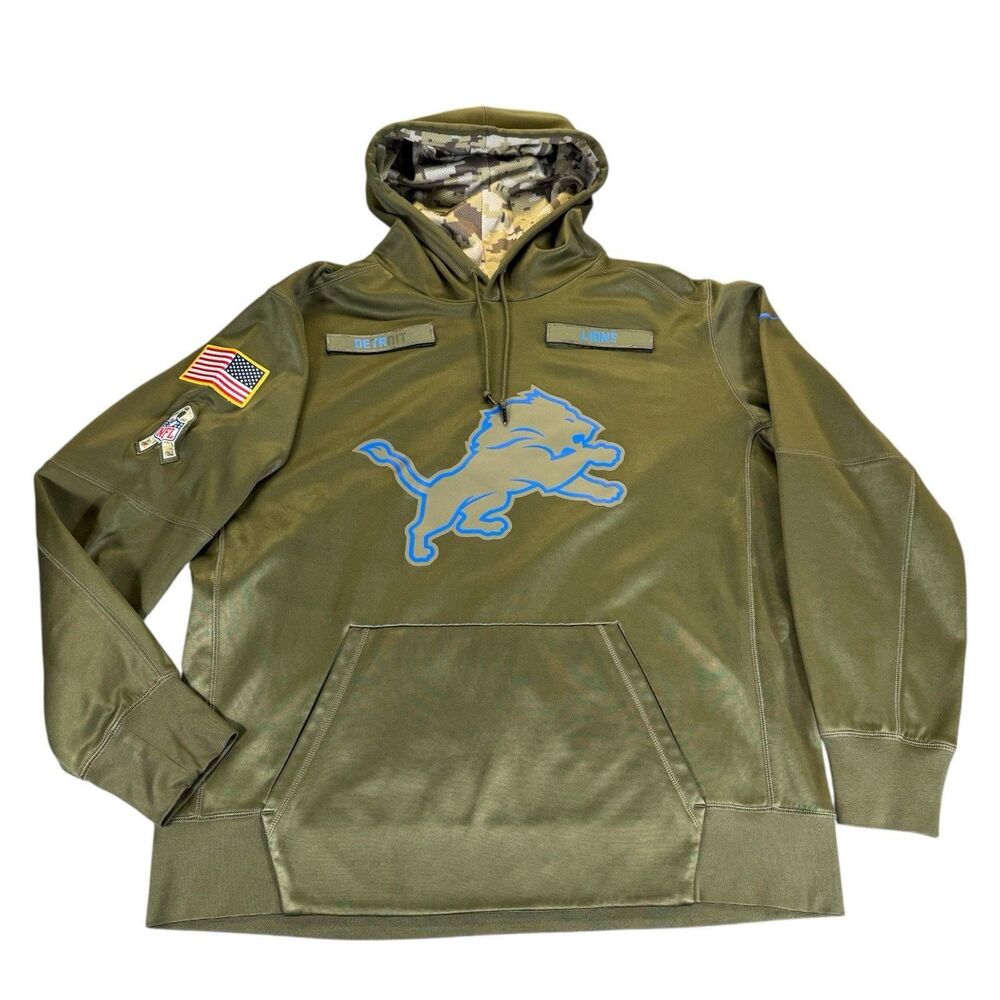 AUTHENTIC Nike XL Detroit Lions Salute to Service Hoodie Men's Sideline Pullover